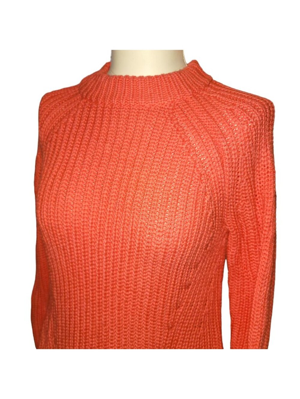 Peach Sweater Hot Coral Cotton Woman's Size Small Shaker Stitch NWT  JJ3384